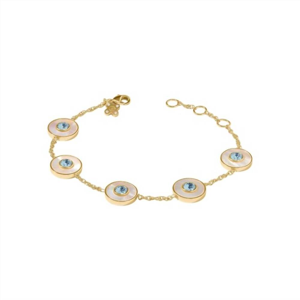 NEW JULIE VOS women's colette circle delicate bracelet in chalcedony blue